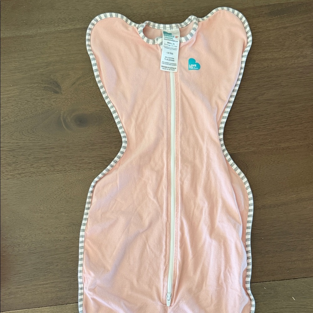 Love to Dream Pink Swaddle with Striped Edges